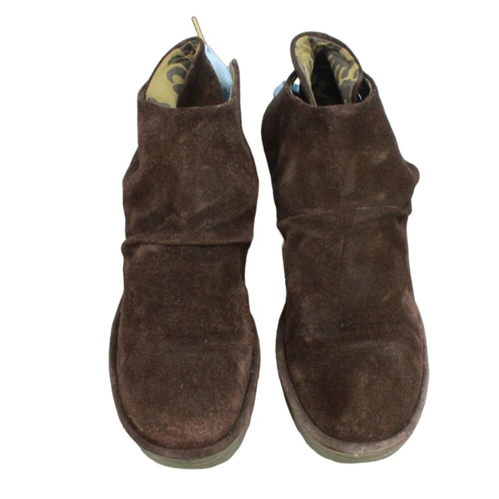 Fly London Yebi Brown Suede Slip On Round Toe Wedge Ankle Boots Size 10 - Picture 5 of 9